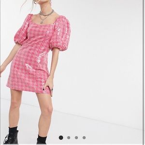 ASOS Reclaimed Vintage Mini Dress w Puff Sleeves